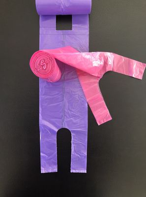 টি শার্ট শপিং ব্যাগ রোল অফিস এবং বাড়ির ব্যবহার, গোলাপী এবং বেগুনি, টেবিল ট্র্যাশ ক্যান